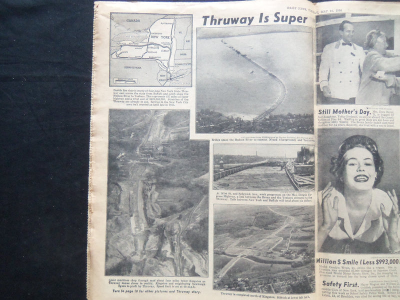 1954 MAY 11 NY DAILY NEWS NEWSPAPER - NY STATE THRUWAY IS SUPER - NP 2514