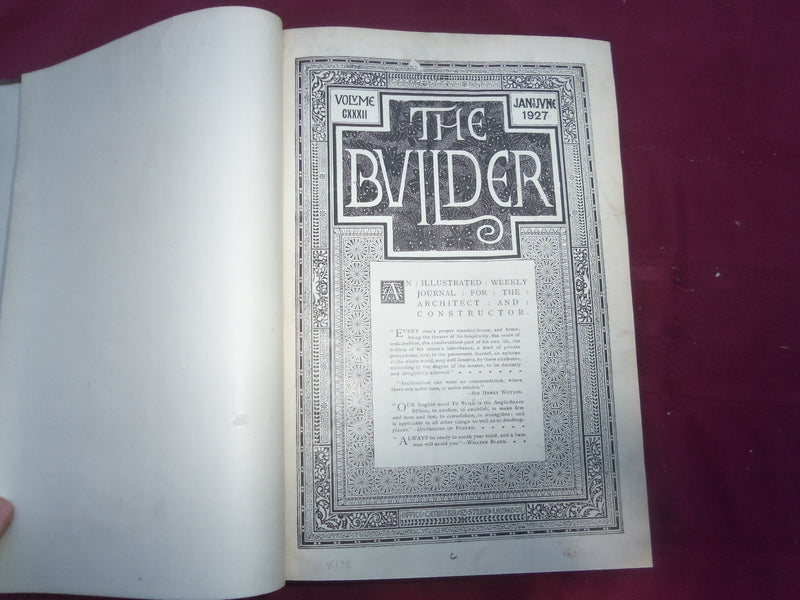 1927 JAN-JUNE THE BUILDER U. K. MAGAZINE BOUND VOLUME - FOLD OUTS- C 57