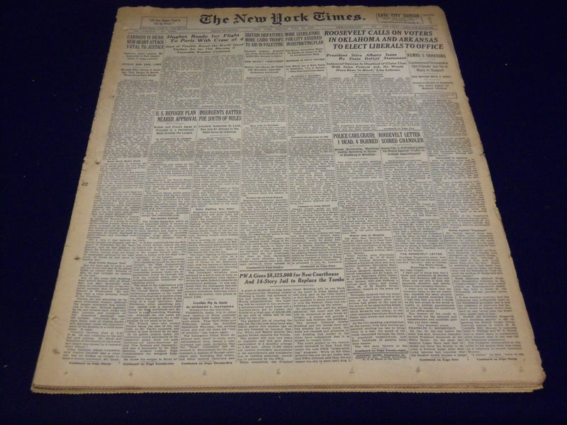 1938 JULY 10 NEW YORK TIMES - BENJAMIN CARDOZO DEAD AT 68 - NT 2390