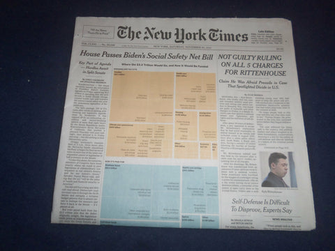 2021 NOVEMBER 20 NEW YORK TIMES - KYLE RITTENHOUSE NOT GUILTY ON ALL 5 CHARGES