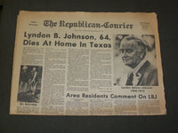 1973 JANUARY 23 THE REPUBLICAN-COURIER NEWSPAPER - LYNDON JOHNSON DEAD - NP 3286