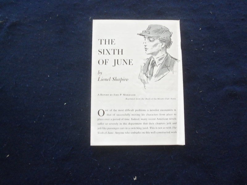 1955 THE SIXTH OF JUNE HARDCOVER BOOK BY LIONEL SHAPIRO - KD 8209