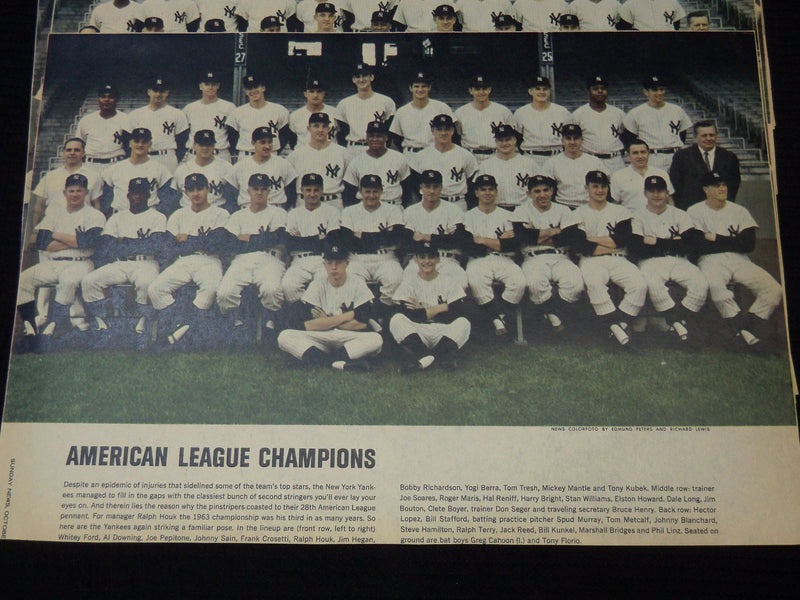 1963 NEW YORK YANKEES COLOROTO TEAM PHOTOS LOT - 30 PIECES - NP 9184