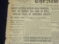 1917 DECEMBER 13 NEW YORK TIMES - BAKER DEFENDS NATION'S WAR PROGRESS - NT 8260