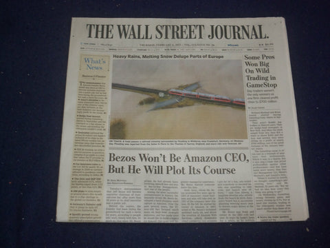 2021 FEBRUARY 4 THE WALL STREET JOURNAL - BEZOS WILL STILL PLOT AMAZON'S COURSE