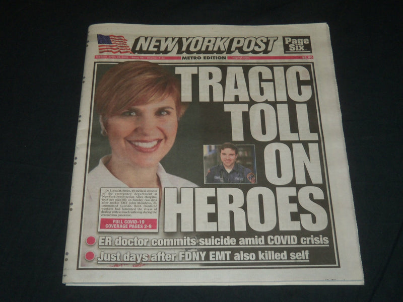 2020 APRIL 28 NEW YORK POST NEWSPAPER - TRAGIC TOLL ON HEROES- DOCTOR SUICIDE