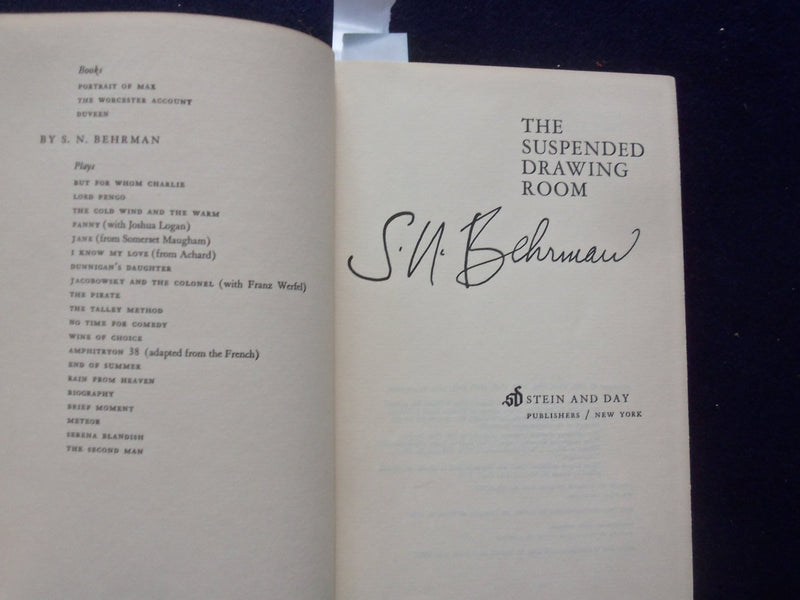 1965 THE SUSPENDED DRAWING ROOM HARDCOVER BOOK INSCRIBED BY S.N. BERHMAN-KD 8393