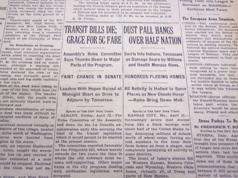 1935 APRIL 12 NEW YORK TIMES - DUST PALL HANGS OVER HALF NATION - NT 4886