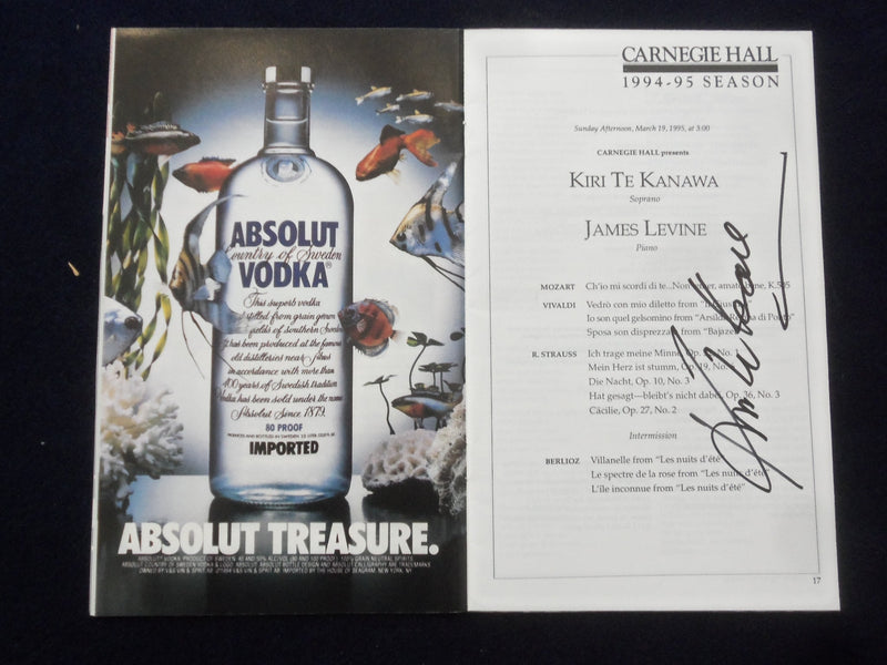1995 MARCH 19 KIRI TE KANAWA SIGNED PROGRAM