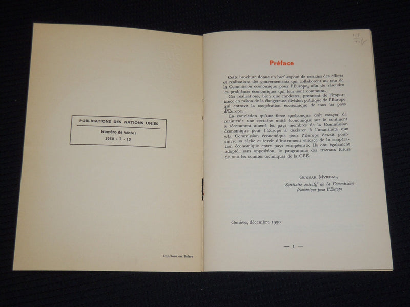 1950 & 1954 COMMISSION ECONOMIQUE POUR L'EUROPE BULLETINS LOT OF 2 - J 9887