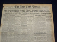 1918 MAY 17 NEW YORK TIMES - BALFOUR SAYS DOOR OPEN TO PEACE OFFER - NT 8197