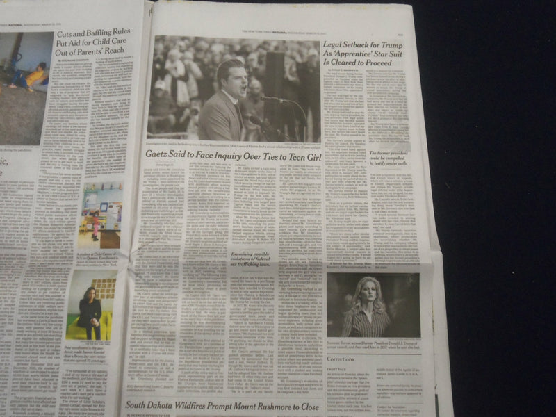 2021 MARCH 31 NEW YORK TIMES - GAETZ TO FACE INQUIRY OVER SEX WITH UNDERAGE GIRL
