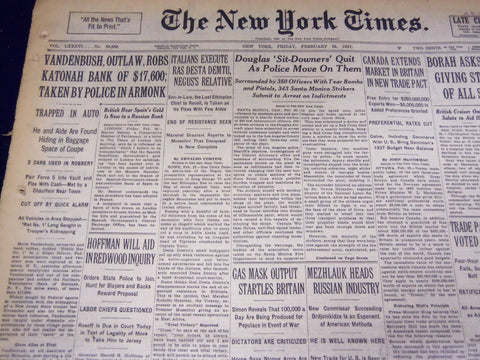 1937 FEBRUARY 26 NEW YORK TIMES - VANDENBUSH ROBS KATONAH BANK - NT 3445