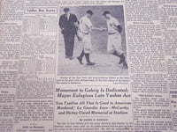1941 JULY 7 NEW YORK TIMES - LOU GEHRIG MONUMENT UNVEILED - NT 5151