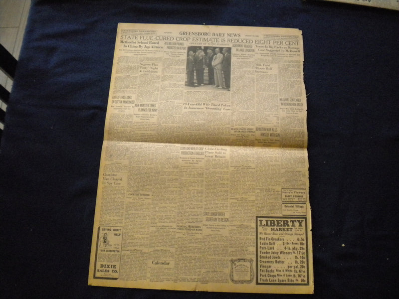 1940 AUGUST 10 GREENSBORO DAILY NEWS NEWSPAPER - DEMOCRACY IN PERIL - NP 6028