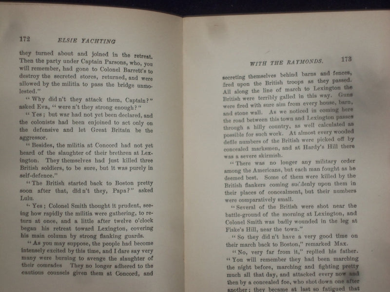1890 ELSIE YACHTING WITH THE RAYMONDS HARDCOVER BOOK BY MARTHA FINLEY - KD 9069