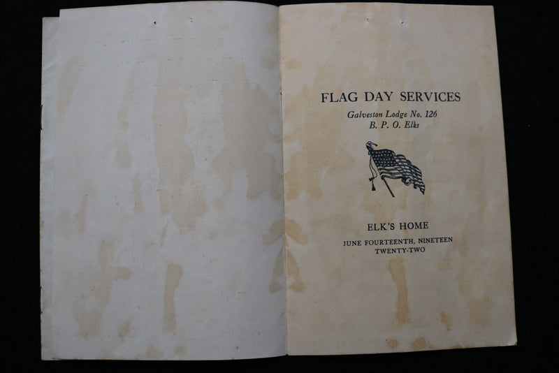 1916-1926 FLAG DAY SERVICES PROGRAMS - B.P.O. OF ELKS - LOT OF 6 - K 3053