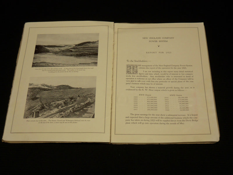 1923 NEW ENGLAND COMPANY POWER SYSTEM REPORT - SOFTCOVER - J 6902
