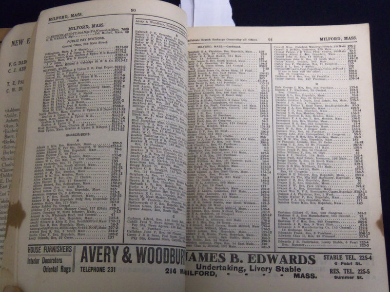 1912 WINTER NEW ENGLAND TELEPHONE DIRECTORY SECTION 4 - J 8816