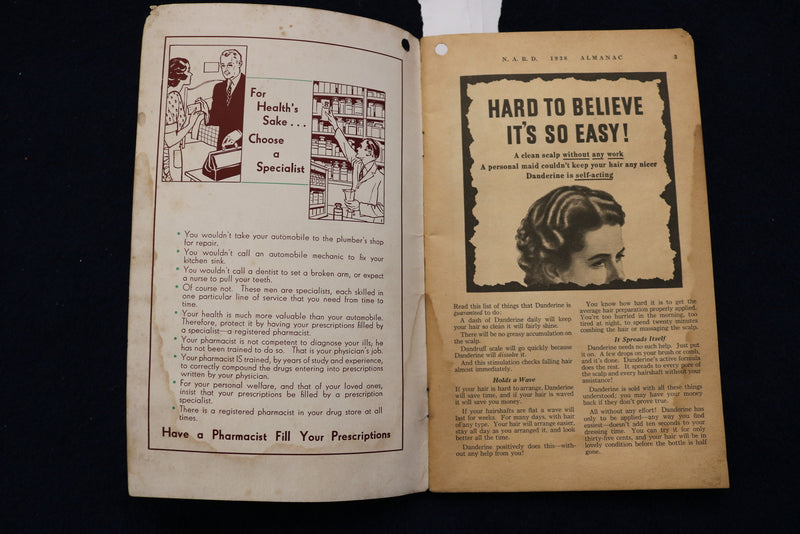 1938 NARD ALMANAC - MEIER DRUG COMPANY - COLUMBIA CITY, IN - SOFTCOVER - K 1493
