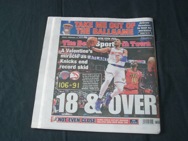 2019 FEBRUARY 15 NEW YORK POST NEWSPAPER - KNICKS END RECORD SKID AT 18