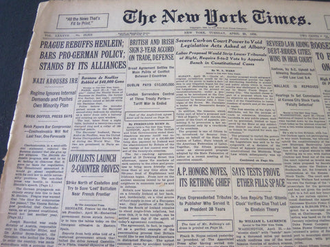 1938 APRIL 26 NEW YORK TIMES - PRAGUE REBUFFS HENLEIN - NT 6235
