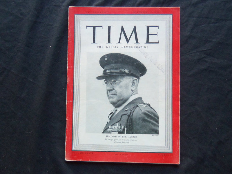 1940 NOVEMBER 11 TIME MAGAZINE - MAJOR GENERAL HOLCOMB - T 738