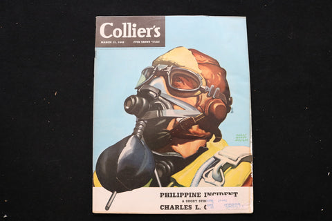 1942 MARCH 21 COLLIER'S MAGAZINE - A JET FIGHTER IN MASK COVER - E 11037