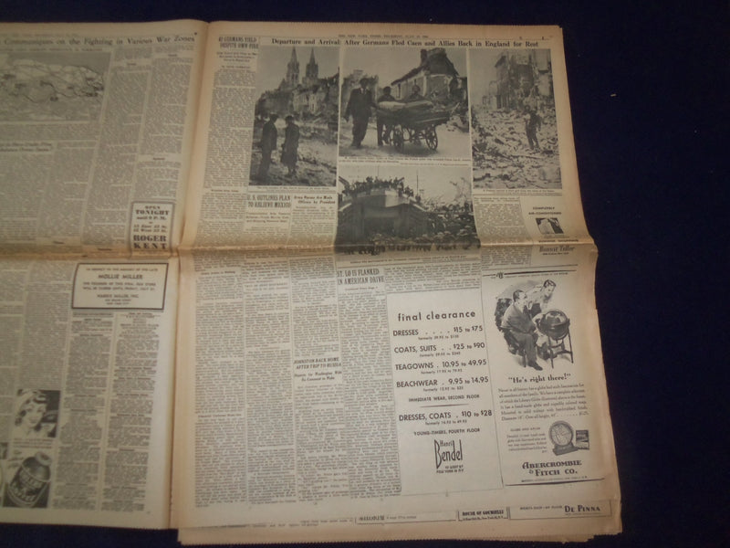 1944 JULY 13 NEW YORK TIMES - AMERICANS 1 1/2 MILES FROM ST. LO - NP 6591