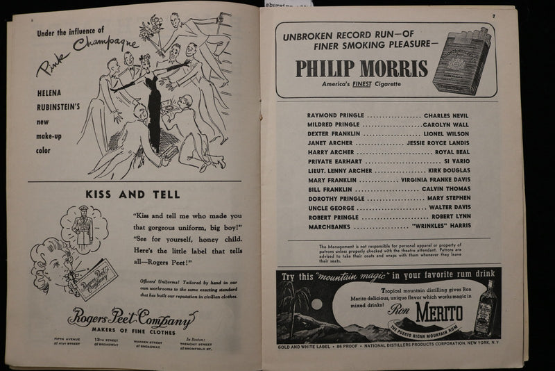 1945 KISS AND TELL PROGRAM - THE PLAYBILL - KIRK DOUGLAS - K 3040