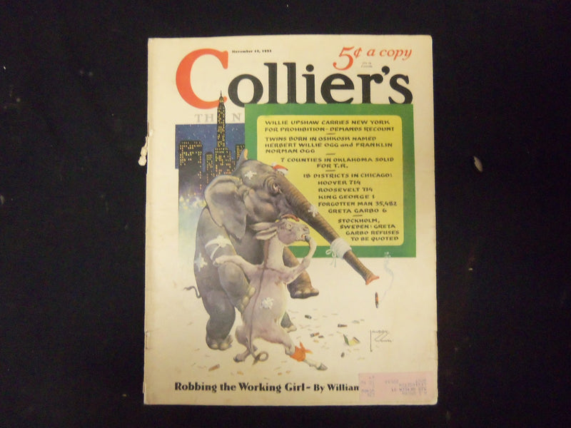 1932 NOV 12 COLLIER'S MAGAZINE - GREAT ILLUSTRATIONS, ARTICLES & ADS - ST 3608
