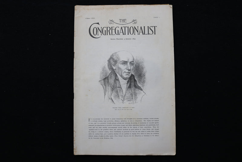 1895 JANUARY 3 THE CONGREGATIONALIST MAGAZINE - WILLIAM CAREY - K 2325