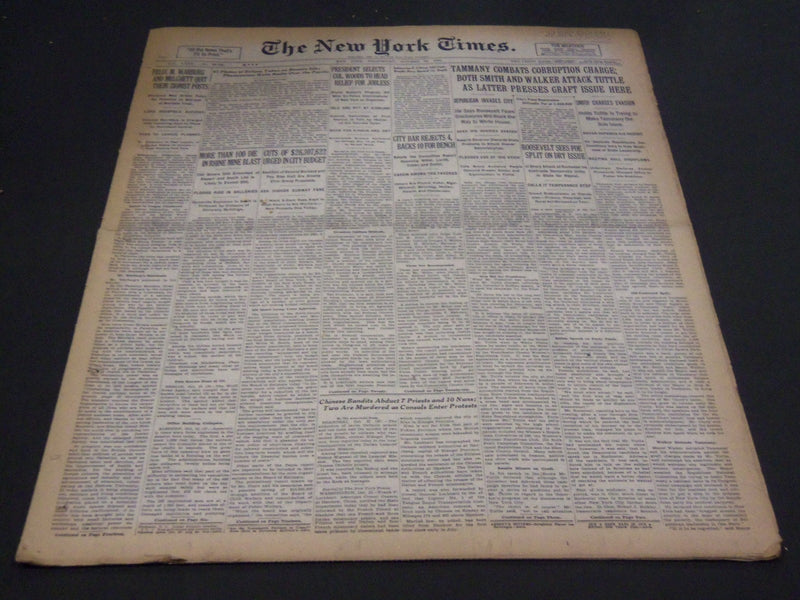1930 OCT 22 NEW YORK TIMES - TAMMANY COMBATS CORRUPTION CHARGE - NT 4969