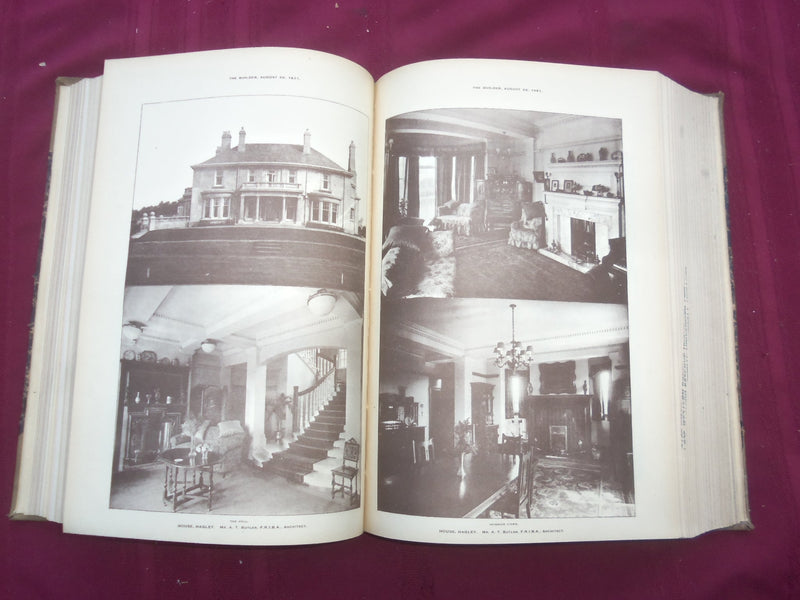 1921 JAN-DEC THE BUILDER U. K. MAGAZINE BOUND VOLUMES - 2 VOLS - FOLD OUTS- C 32