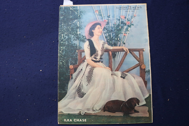 1942 JUNE 21 SUNDAY NEWS PICTURE - ILKA CHASE - MOVIE STARS - BASEBALL - E 22735