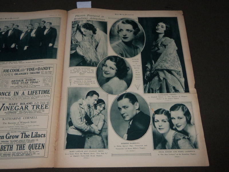 1931 FEBRURAY 21 MID-WEEK PICTORIAL MAGAZINE SECTION - SLYVIA SIDOVEY - J 3235