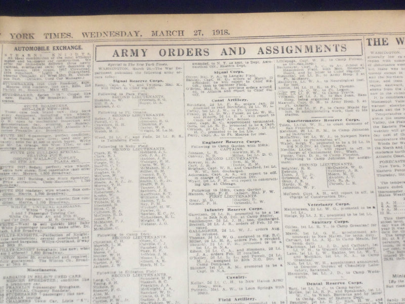 1918 MARCH 27 NEW YORK TIMES - GERMANS TAKE ROYE AND MENACE ALBERT - NT 8158