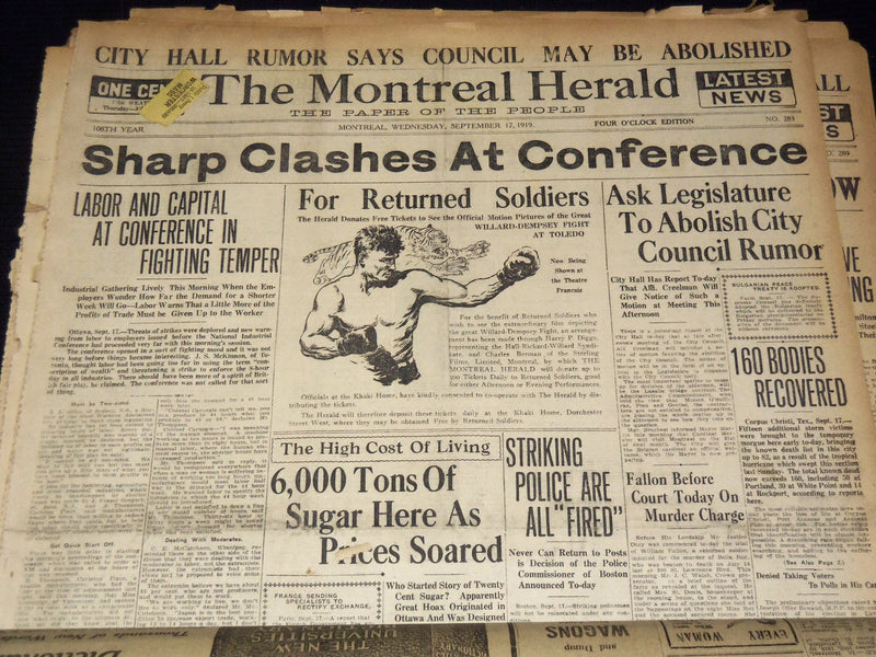 1919 SEPTEMBER THE MONTREAL HERALD NEWSPAPER LOT OF 23 ISSUES - NTL 16C