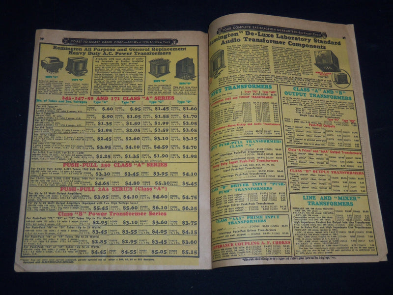 1933 COAST TO COAST RADIO CORP. SALE CATALOG - SUPPLEMENT EDN - J 9127