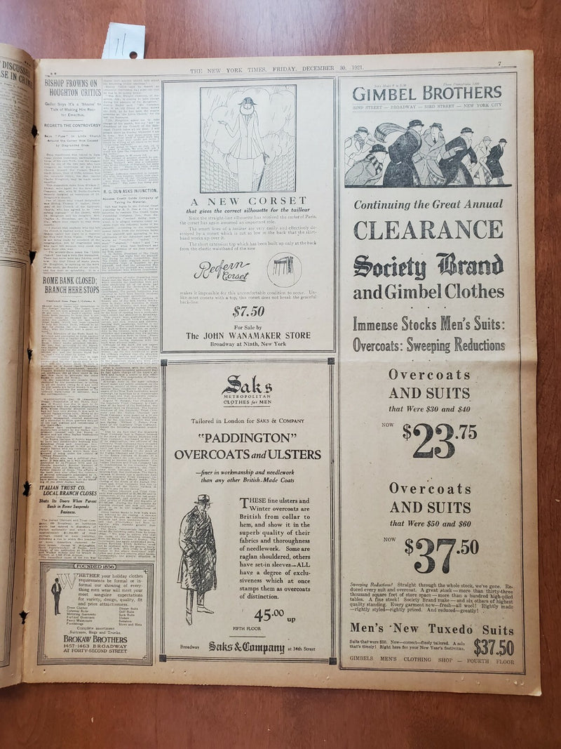 1921 DEC 30 NEW YORK TIMES NEWSPAPER - 3 MORE DIE OF BOOTLEG POISON - NT 8044
