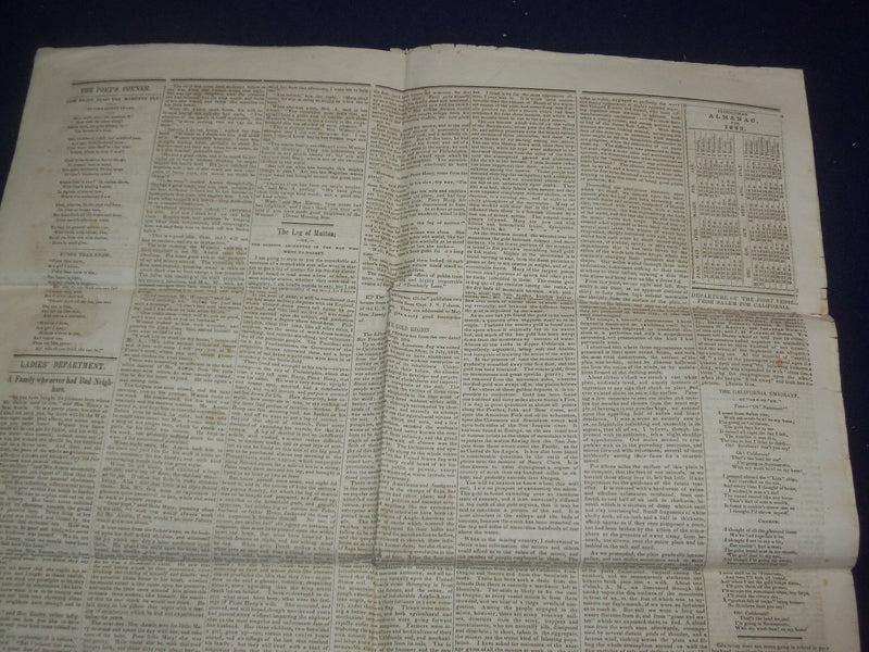 1849 JANUARY 6 MASSACHUSETTS PLOUGHMAN NEWSPAPER - QUINCY ADAMS - GOLD - NP 5159