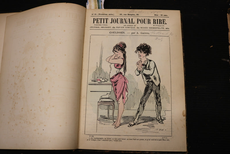 1890'S PETIT JOURNAL POUR RIRE FRENCH MAGAZINE VOLUMES LOT OF 2 - VOLUME 1 NO. 1