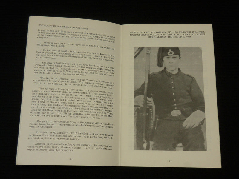 1963 WEYMOUTH HISTORICAL SOCIETY EXHIBITION SOFTCOVER BOOK - J 7085