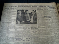 1933 FEB 16 PHILADELPHIA RECORD NEWSPAPER-ROOSEVELT FIRED ON BY ZANGARA- NT 7261