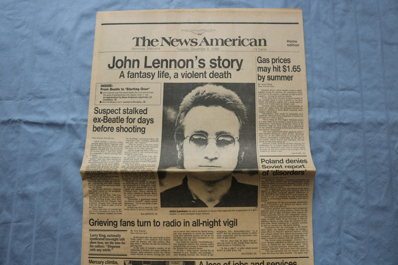 1980 DECEMBER 9 THE NEWS AMERICAN NEWSPAPER - JOHN LENNON VIOLENT DEATH- NP 9209