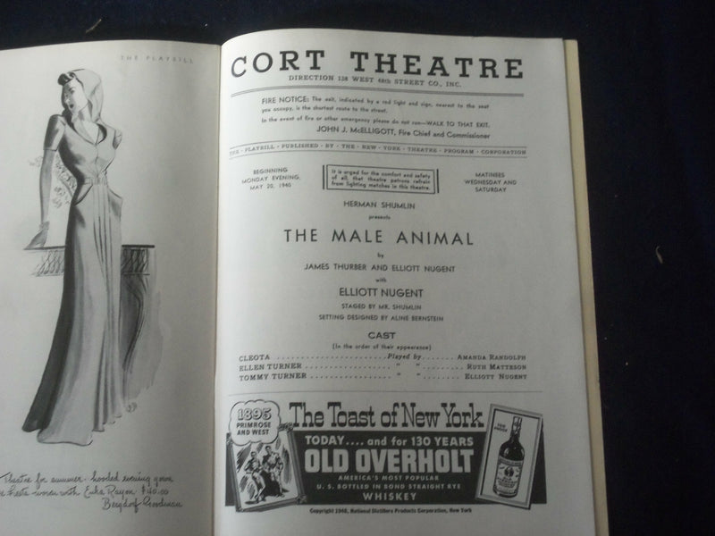 1940 MAY 20 PLAYBILL PROGRAM - MALE ANIMAL - DON DEFORE - J 6477