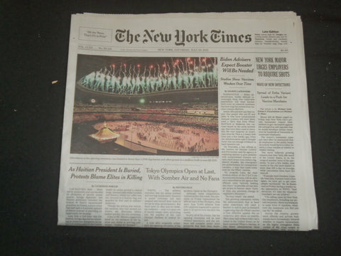 2021 JULY 24 NEW YORK TIMES - NYC MAYOR DEBLASIO URGES EMPLYERS TO REQUIRE SHOTS