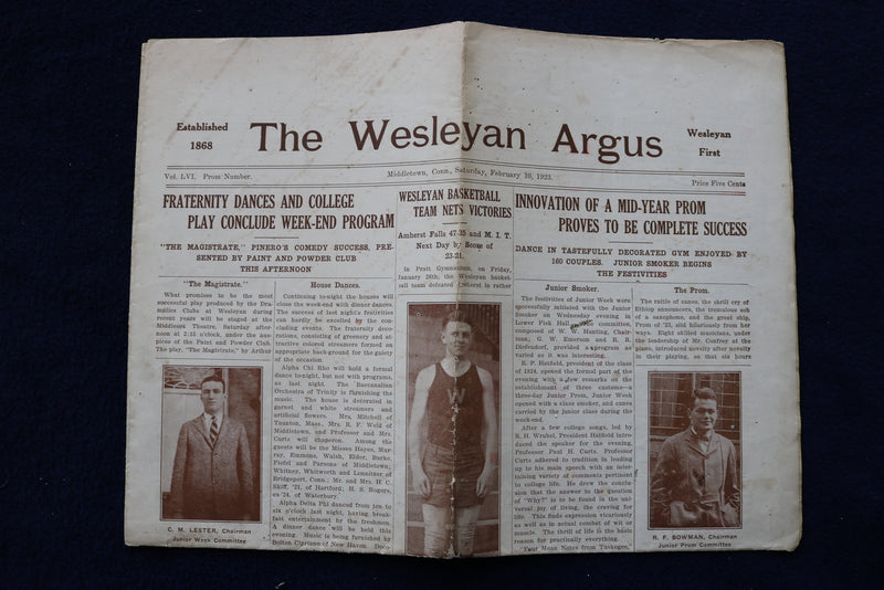 1923 FEBRUARY 10 THE WESLEYAN ARGUS NEWSPAPER - K 1586