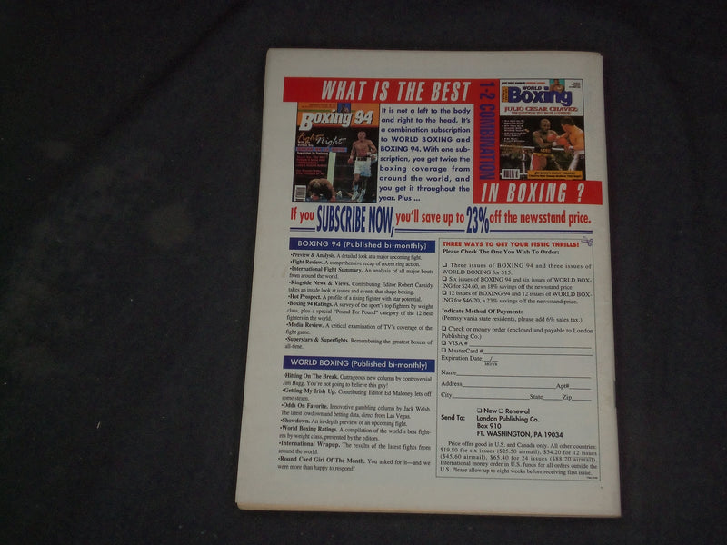 1994 AUGUST WORLD BOXING MAGAZINE-WHY OSCAR DE LA HOYA HAS A LOT TO PROVE-CW 645