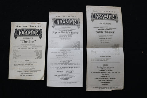 1920'S ELLA KRAMER COMPANY THEATRE PROGRAMS - LOT OF 3 - K 1869